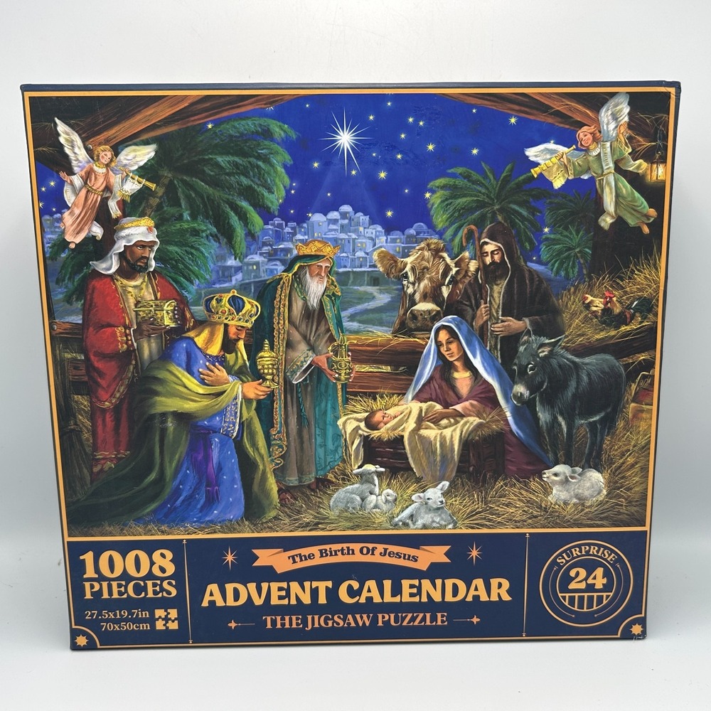 Advent Calendar The Birth of Jesus 1008 Piece Jigsaw Puzzle Surprise Tiny Boxes